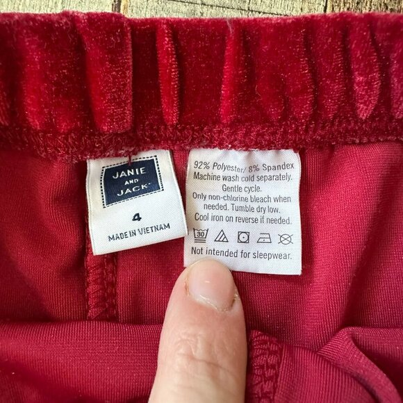 Janie & Jack Girls Red Velvet Leggings Size 4 - Picture 3 of 4